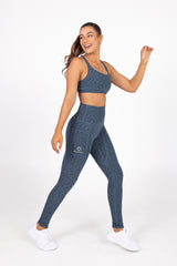 Sweat Resistant Activewear, high waisted blue leopard full length tights, high waisted full length leggings, Idea Athletic Australia