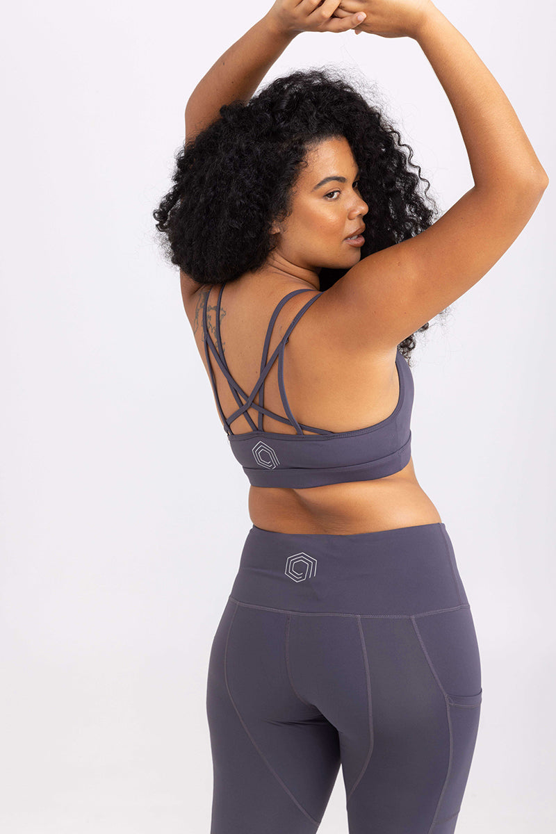 Strappy Back Activewear Crop - Slate Grey | Sweat Resistant Activewear by Idea Athletic Australia