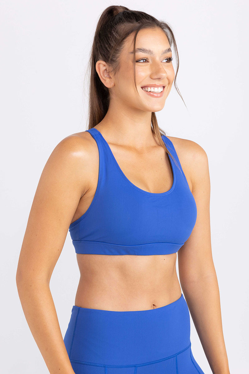 Classic Racer Back Crop - Cobalt Blue | Sweat resistant activewear by Idea Athletic Australia