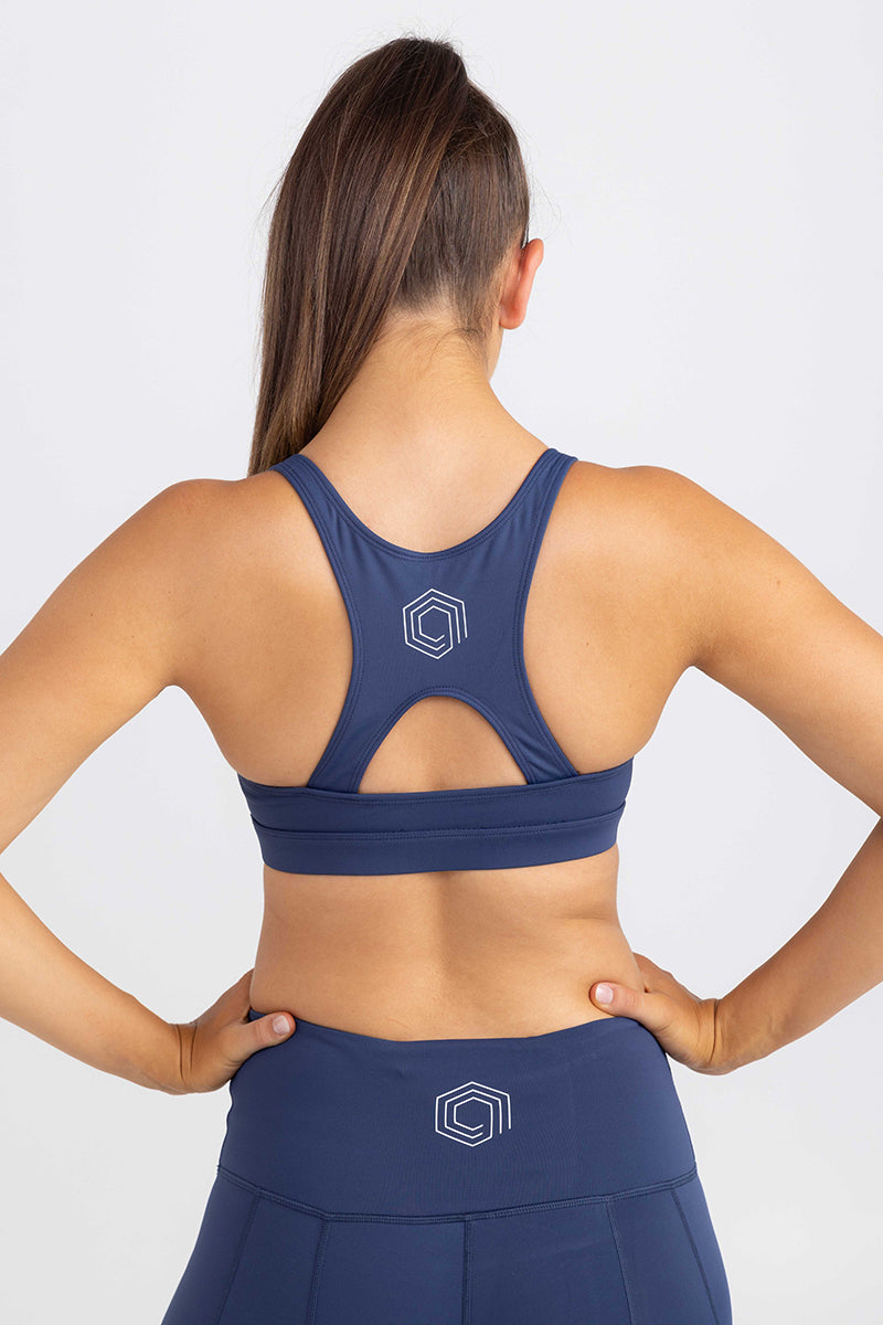 Sweat Resistant Activewear | Classic Racer Back Crop - Luxe Navy Blue