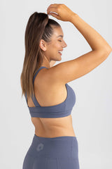 Classic Racer Back Activewear Crop / Sports Bra with sweat resistant fabric - Steel Violet