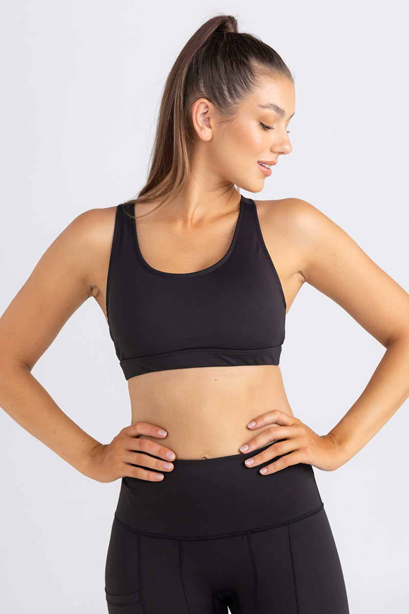 invisiSweat Classic Racer Back Crop - Charcoal Black