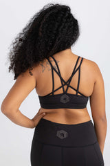 invisiSweat Strappy Back Crop - Charcoal Black (Final Sizes)