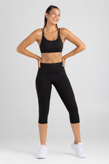 invisiSweat Strappy Back Crop - Charcoal Black (Final Sizes)