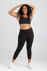 invisiSweat Classic Racer Back Crop - Charcoal Black