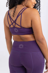 Strappy Back Crop - Deep Aubergine | Sweat resistant activewear by Idea Athletic Australia